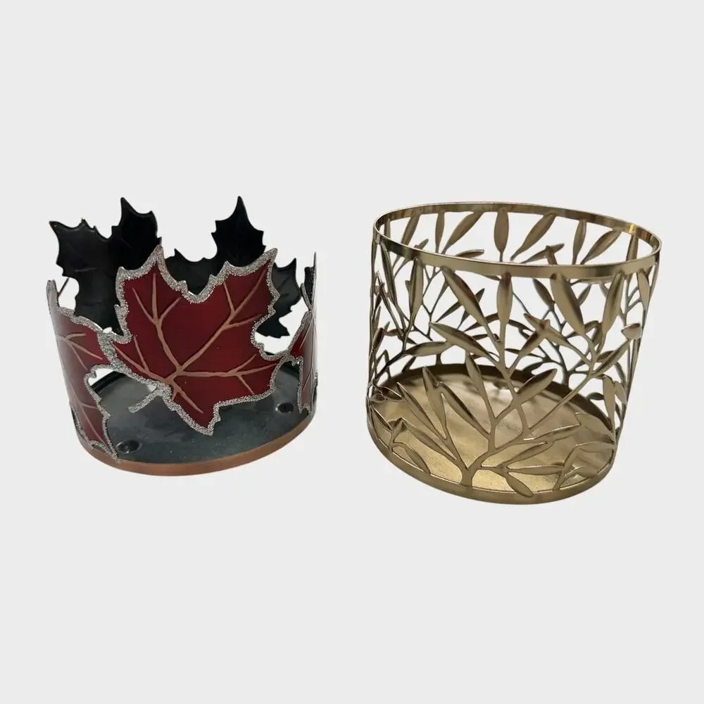 (2) Leaf Candle Holders Designed to Fit 3 Wick Candle